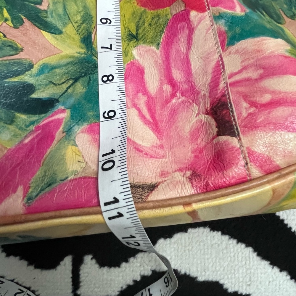 Maurizio Taiuti Rare Leather Bag Oversized Hand Painted Floral Italian Leather - Picture 9 of 11